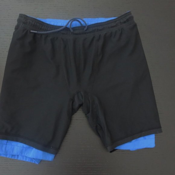 Men's RHONE 2 in 1 Training Running Shorts M 7" Inseam Blue Compression - Picture 14 of 16